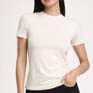 Skims Cotton Jersey Shirt Top Bone Small NWT